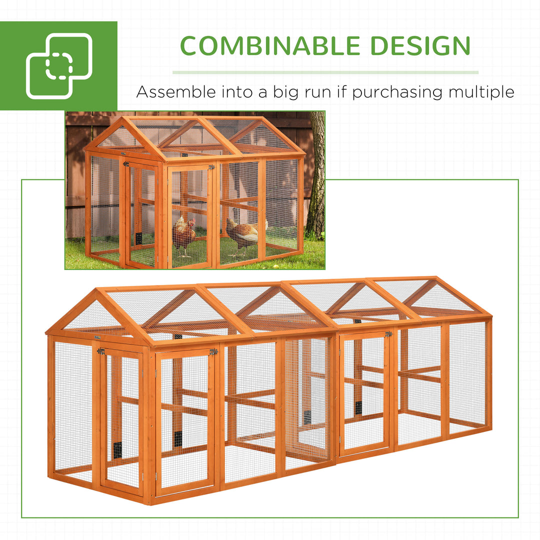 PawHut Large Chicken Run Wooden Chicken Coop, Pet Playpen with Combinable Design, Orange