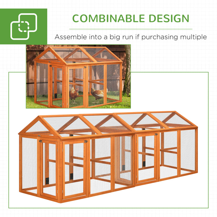 PawHut Large Chicken Run Wooden Chicken Coop, Pet Playpen with Combinable Design, Orange