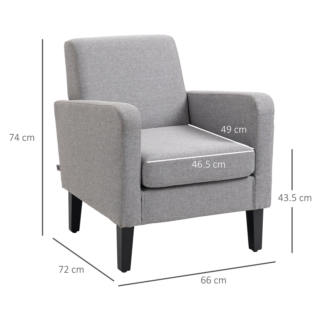 Modern Accent Chair, Occasional Chair with Wood Legs-Light Grey