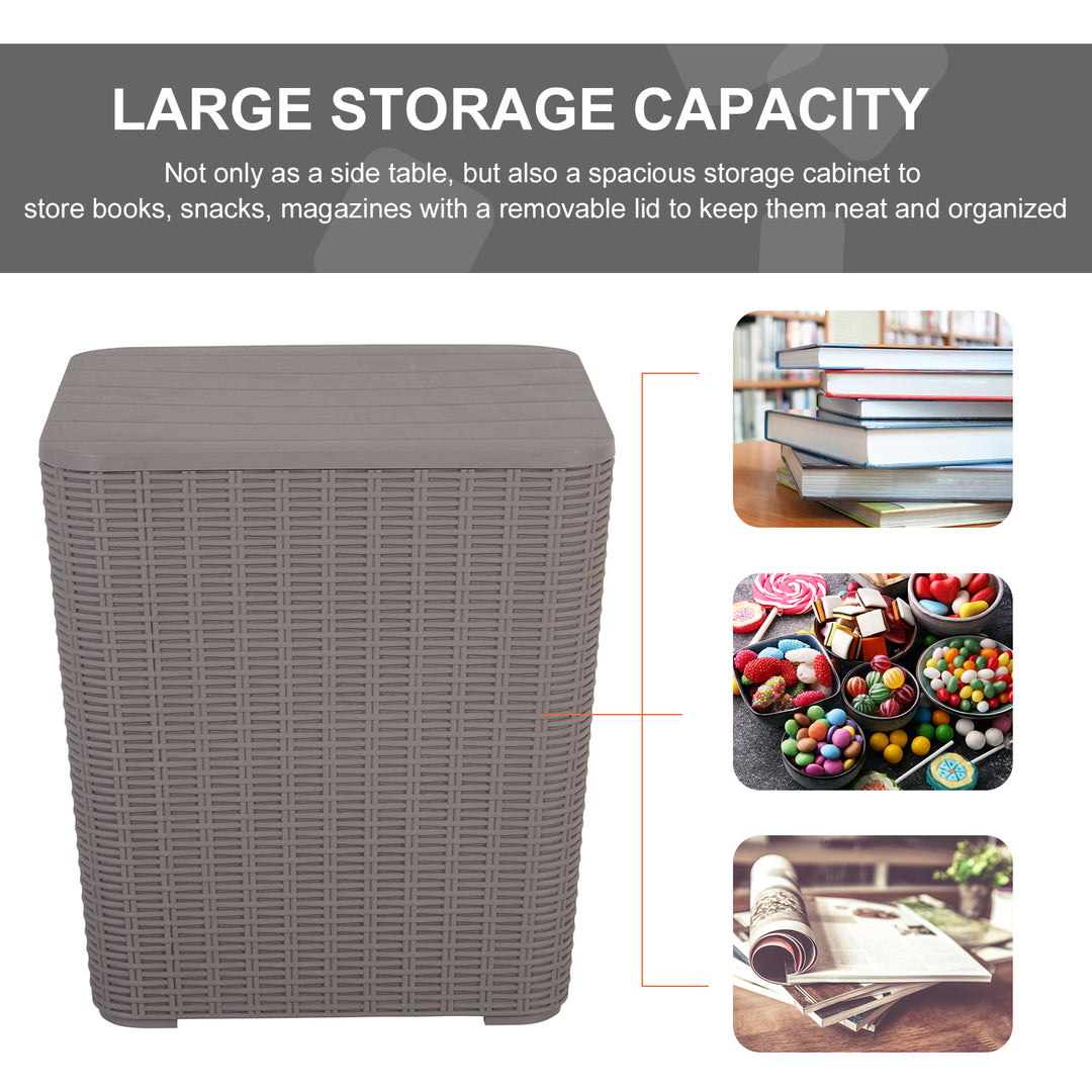 50L Outdoor Rattan-Effect Lift-Top Ice Cooler Table Grey