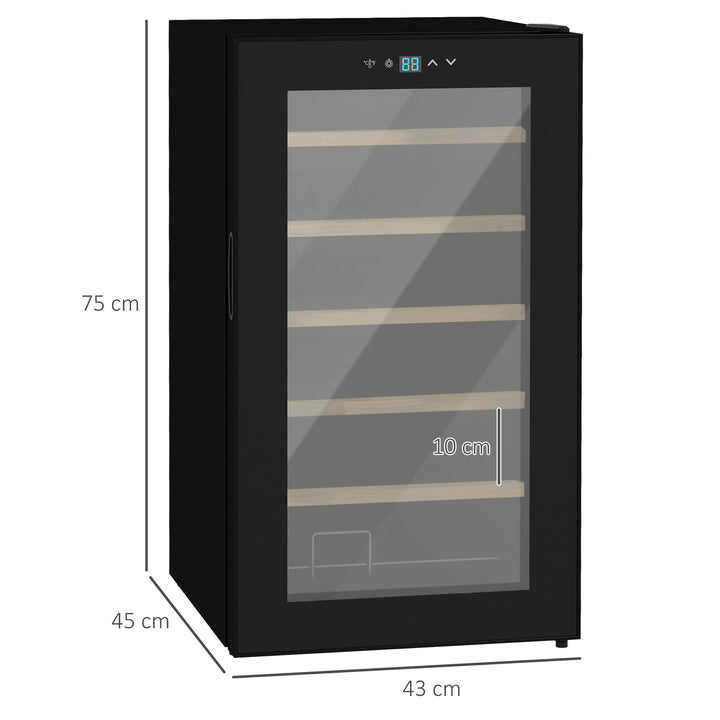 Wine Freestanding Fridge with Glass Door, 65 Litres Single Zone Wine Cooler Fridge with Digital Touch Screen Controls and LED Light, Black