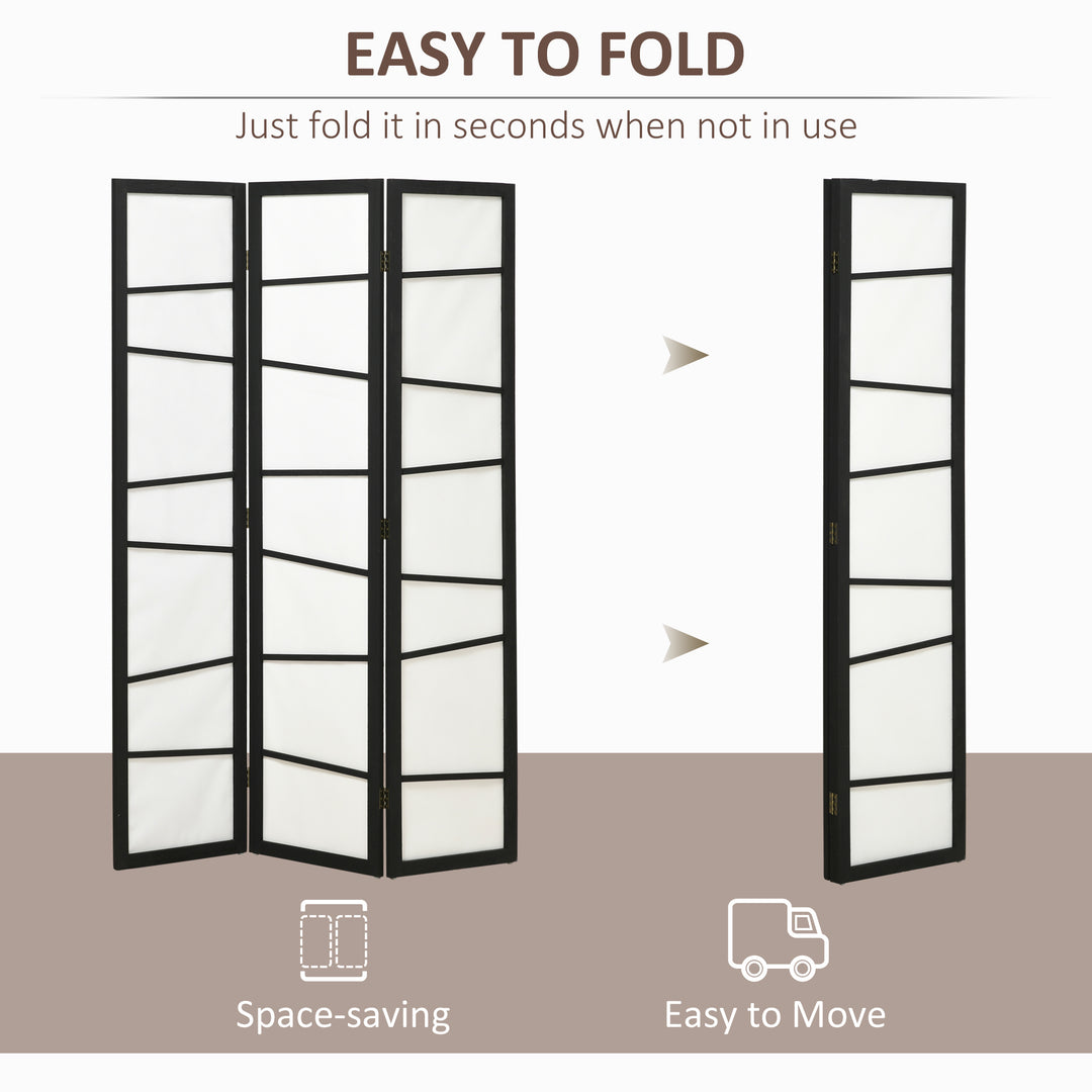 3 Panel Room Divider, Wooden Folding Privacy Screen, Freestanding Wall Partition Separator for Bedroom, White