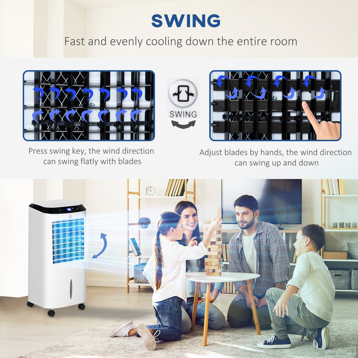 Portable Air Cooler, Evaporative Anion Ice Cooling Fan Water Conditioner Humidifier Unit w/3 Speed, Remote Controller, Timer for Home Bedroom