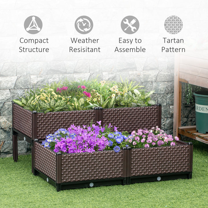 Outsunny 50cm x 50cm x 46.5cm Set of 4 Garden Raised Bed Kit, DIY Elevated Planter Box, Flower Vegetables Planting Container w/ Self-Watering Design