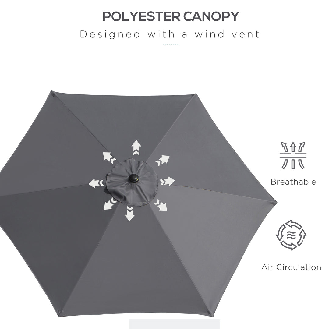 2.7 m Patio Umbrella, Aluminum Frame-Grey