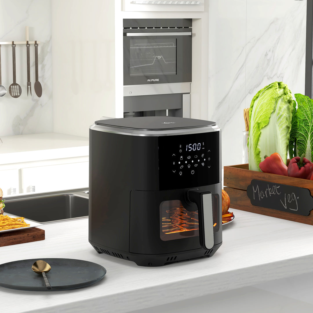 HOMCOM 6.7L 4 in 1 Air Fryer, Bake, Roast and Dehydrator with Digital Display, Rapid Air Circulation, Adjustable Temperature, Timer