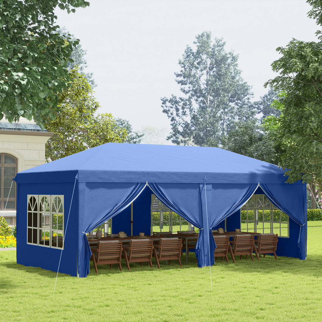 Garden Heavy Duty Water Resistant Pop Up Gazebo Marquee Tent 3 x 6m - Blue