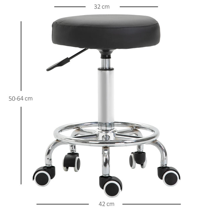 PU Leather Height Adjustable Swivel Salon Stool Black