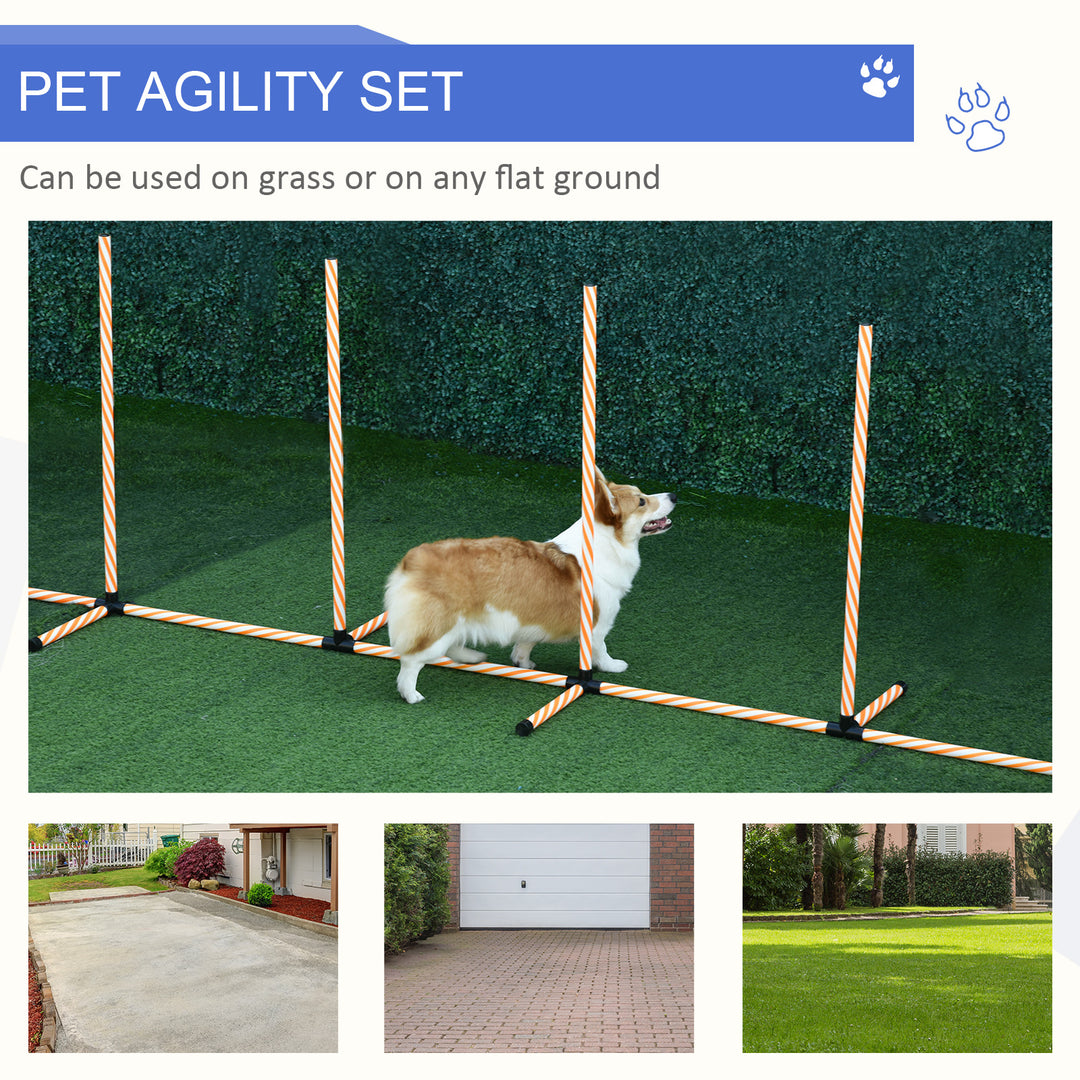 PawHut Dog Agility Weave Poles Training Obstacle Course Set Slalom Equipment Outdoor Indoor with Oxford Bag