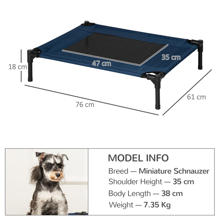 PawHut Dog Cat Puppy Pet Elevated Raised Cot Bed Portable Camping Basket – Blue (Medium)