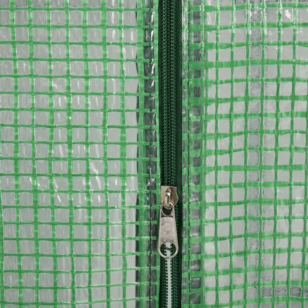 Outsunny Lean to Greenhouses with Shelves Polytunnel Steeple Green house Grow House Removable Cover 143x138x190cm, Green