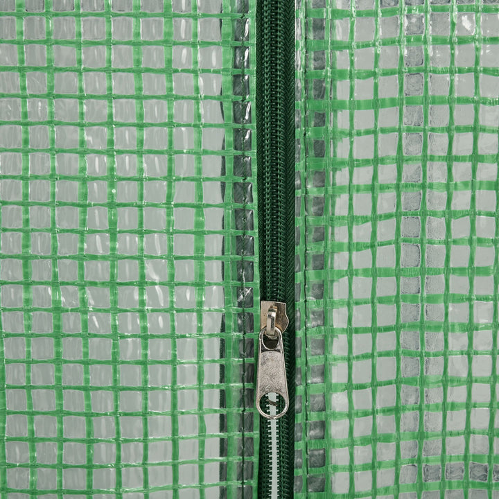 Outsunny Lean to Greenhouses with Shelves Polytunnel Steeple Green house Grow House Removable Cover 143x138x190cm, Green