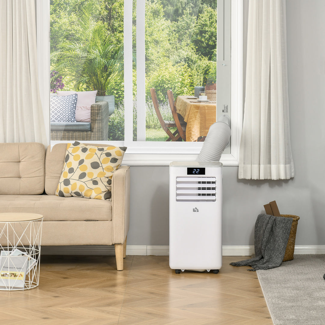 HOMCOM 7000 BTU Mobile Air Conditioner Portable AC Unit for Cooling Dehumidifying Ventilating with Remote Controller, LED Display, Timer, White