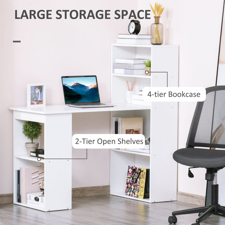 Modern Computer Desk 6 Shelves White