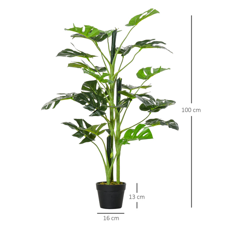 Artificial Monstera Tree with Nursery Pot, Fake Tropical Palm Tree