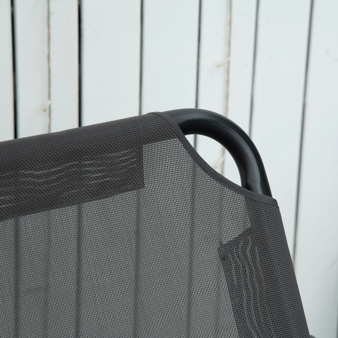 2 Seater Garden Swing Chair Outdoor Hammock Bench with Steel Frame Adjustable Tilting Canopy for Patio, Grey