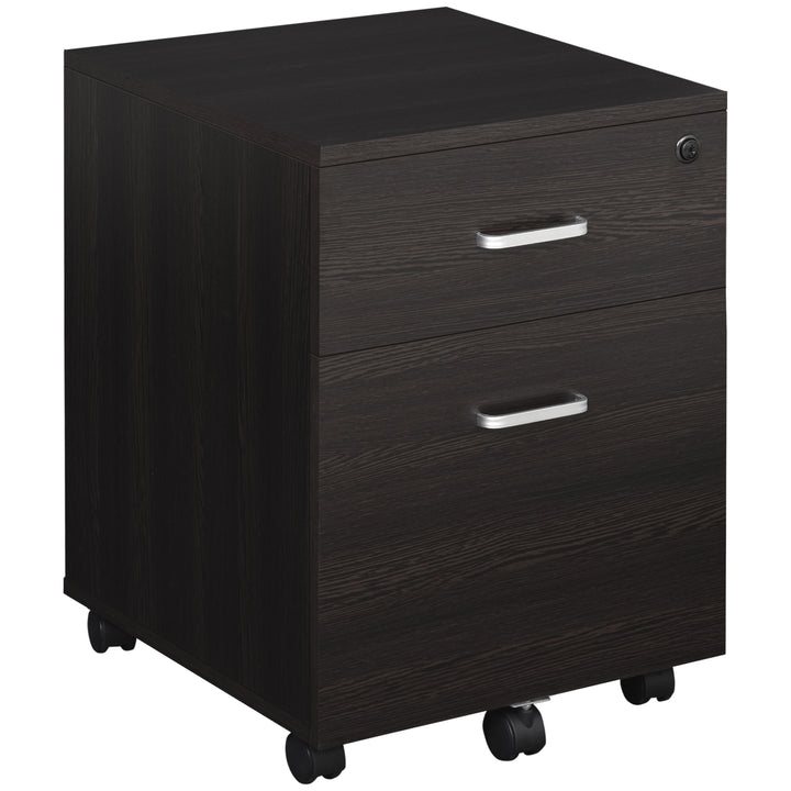 Vinsetto 2-Drawer Locking Office Filing Cabinet w/ 5 Wheels Rolling Storage Hanging Legal Letter Files Cupboard Home Organisation Black