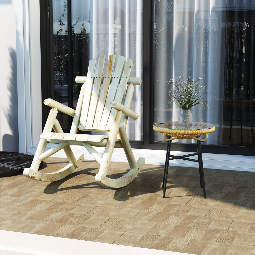 Adirondack Chair Cedar Wood Ergonomic Rocking Chair Porch Rocker Garden Traditional - Burlywood