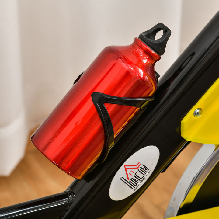 HOMCOM Cardio Exercise Bike Indoor Cycling Bike with Belt Drive Adjustable Resistance Seat Handlebar LCD Display Home Gym Upright Bike