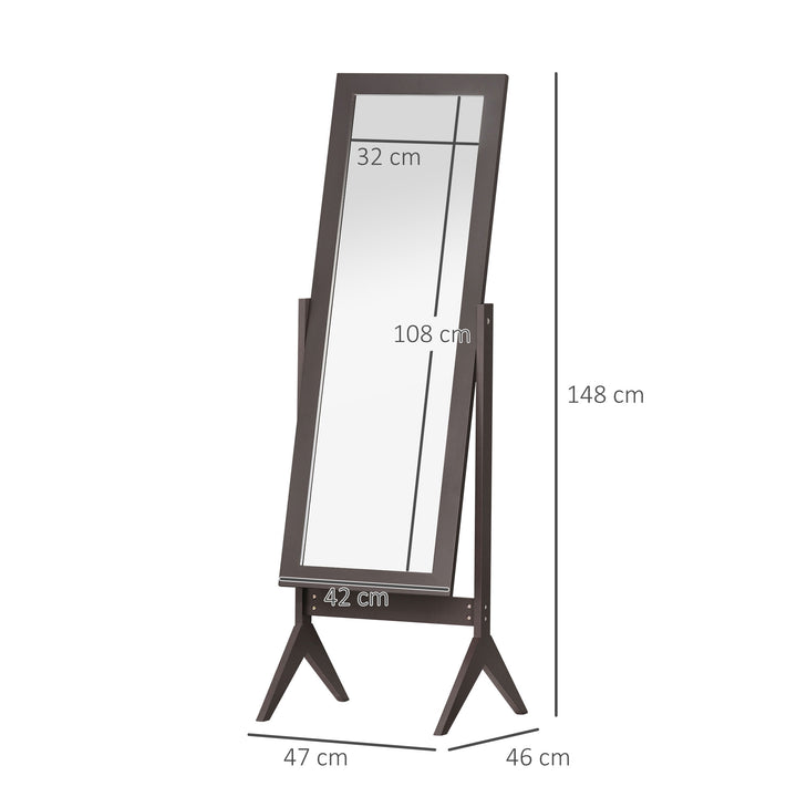 Freestanding Dressing Mirror Bedroom Tall Adjustable Angle 148x47cm Brown
