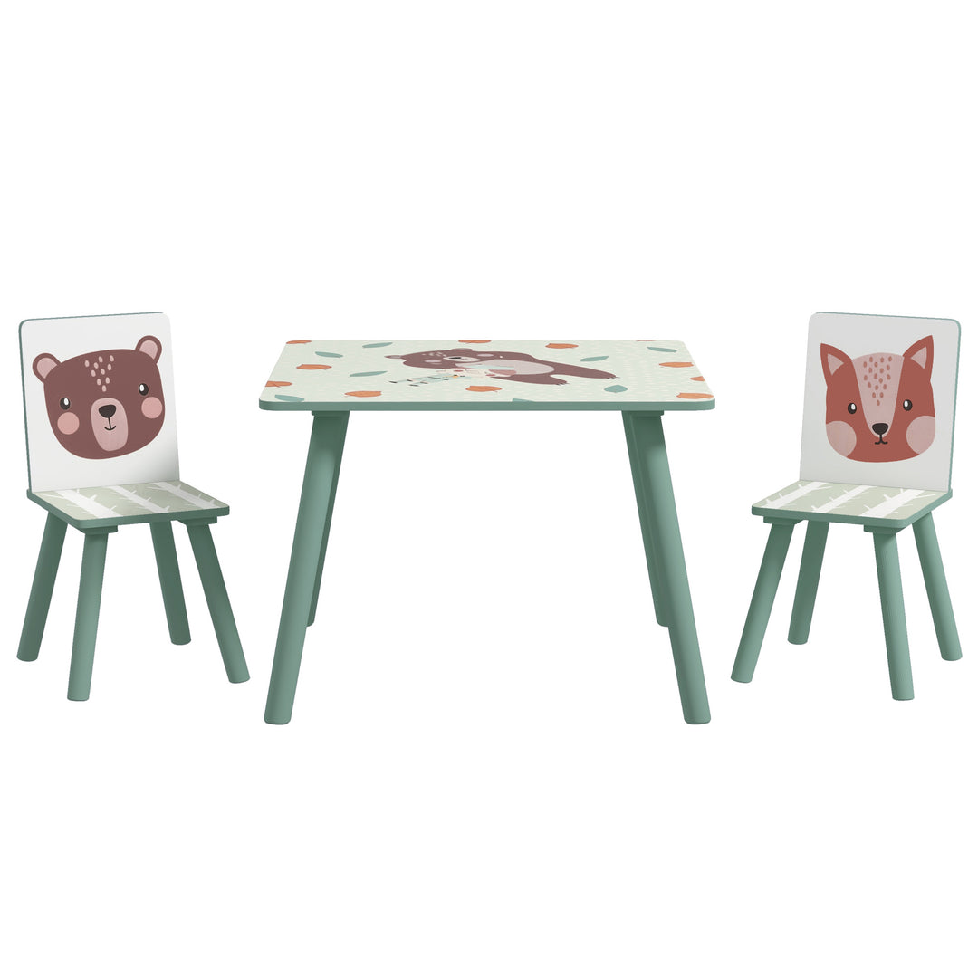 Kids Table and Chairs, Children Desk with 2 Chairs - Green