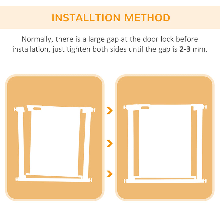 PawHut Pressure Fit Safety Gate for Doors and Stairs, Dog Gate with Auto Close, Pet Barrier for Hallways, with Double Locking Openings 75-82 cm Black