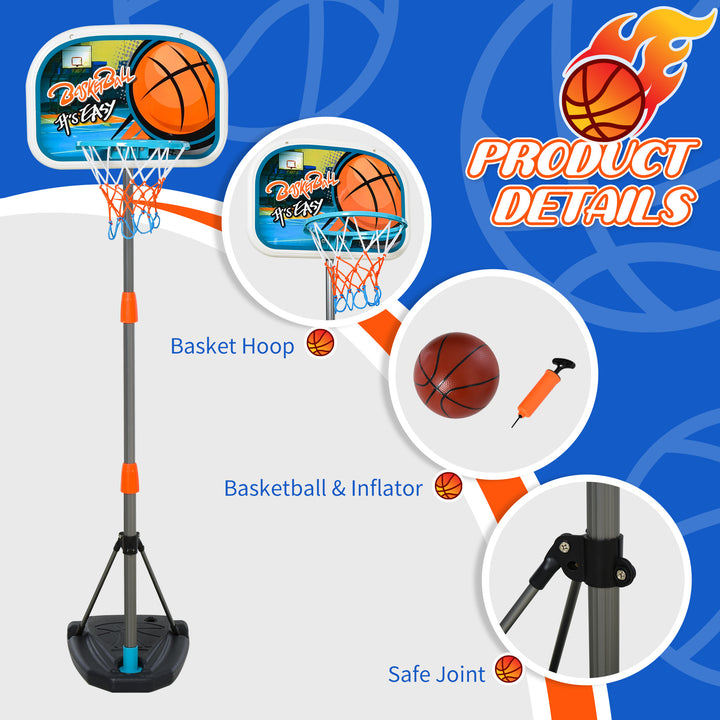 Kids Height Adjustable Aluminium Basketball Hoop Stand w/ Ball