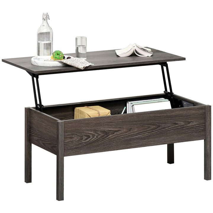 Modern Lift Top Coffee Table with Storage Compartment Convertible Tea Desk Floating Retractable Table Home Office Living Room Furniture Tan