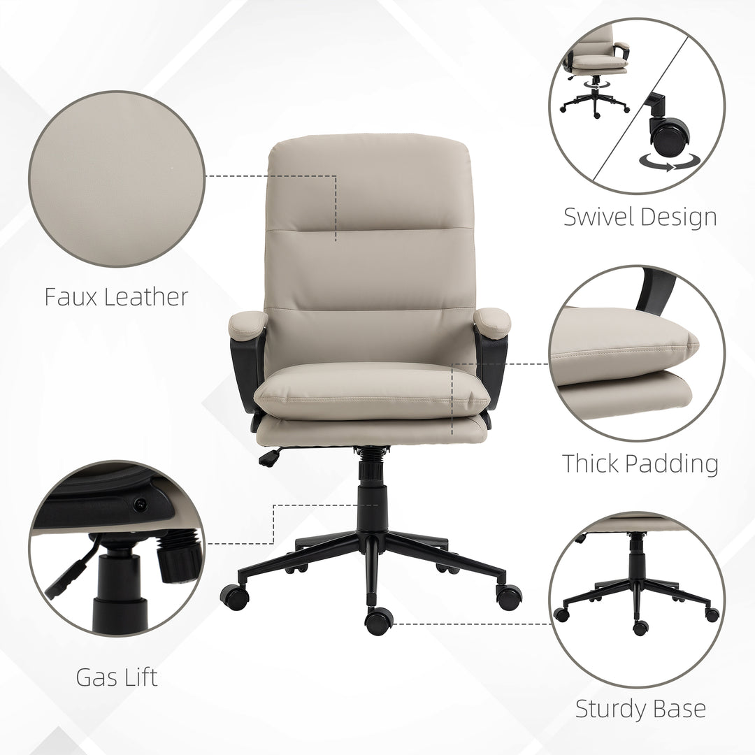 High Back Office Chair, Swivel Wheels, Adjustable Height, Light Grey