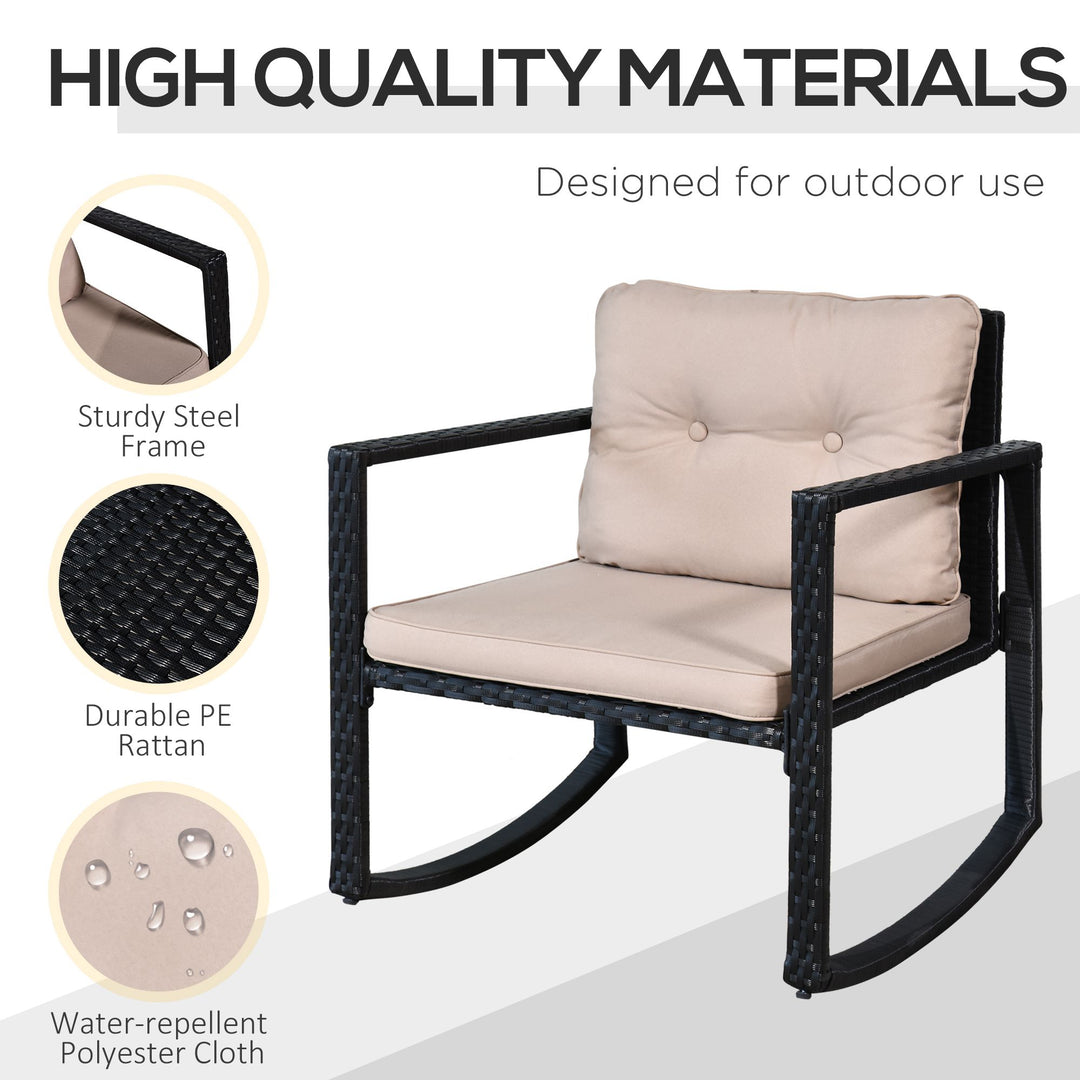Rocking Set Patio Bistro Table Chairs Conversation w/ Cushion