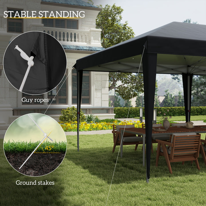 3 x 6 m Pop Up Gazebo, Foldable Canopy Tent, Height Adjustable Wedding Awning Canopy w/ Carrying Bag, Black