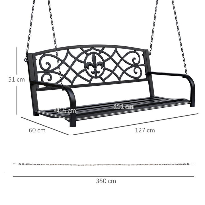 Outdoor Porch Swing Seat Bench with Chains for the Yard, Deck, &amp; Backyard, Black