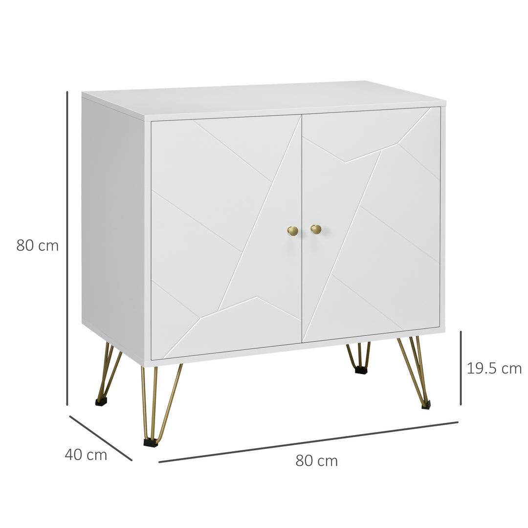 Storage Cabinet Slim Sideboard with Golden Hairpin Legs Adjustable Shelves for Living Room Dining Room Hallway White