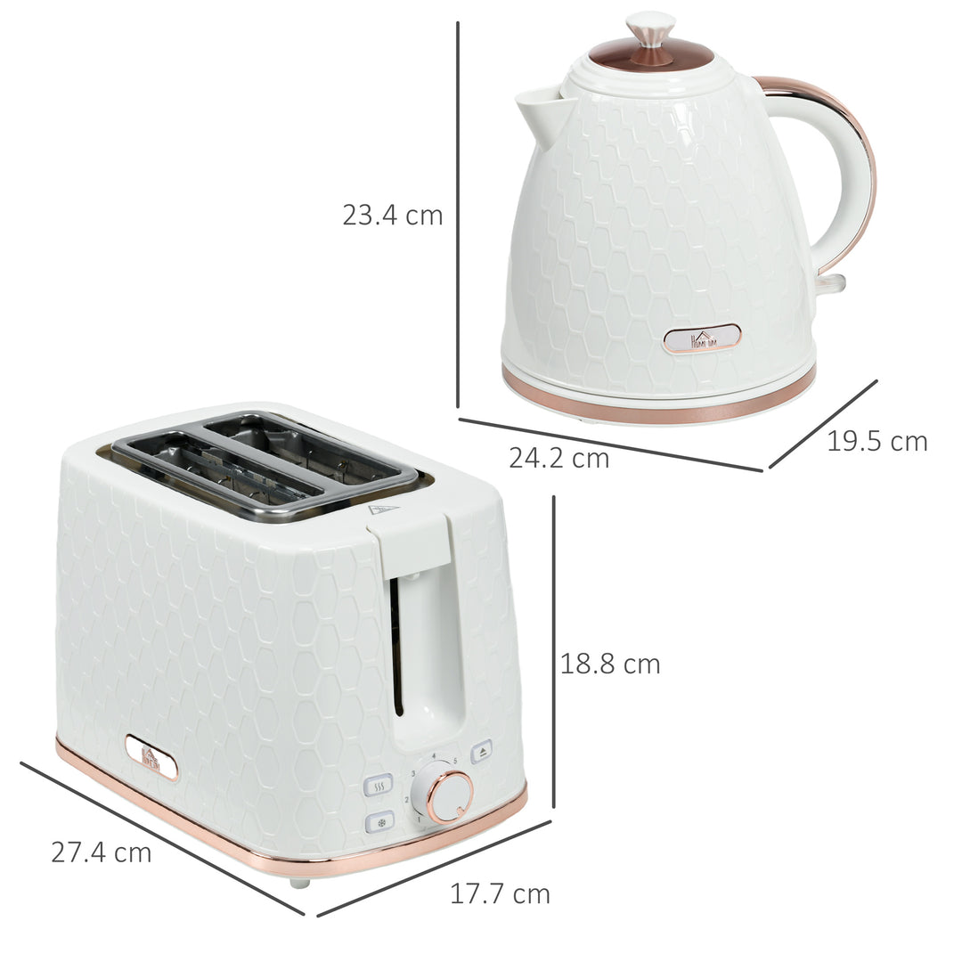 Fast Boil Kettle & 2 Slice Toaster Set, Kettle and Toaster with Auto Shut Off, Browning Controls, 1.7L 3000W White