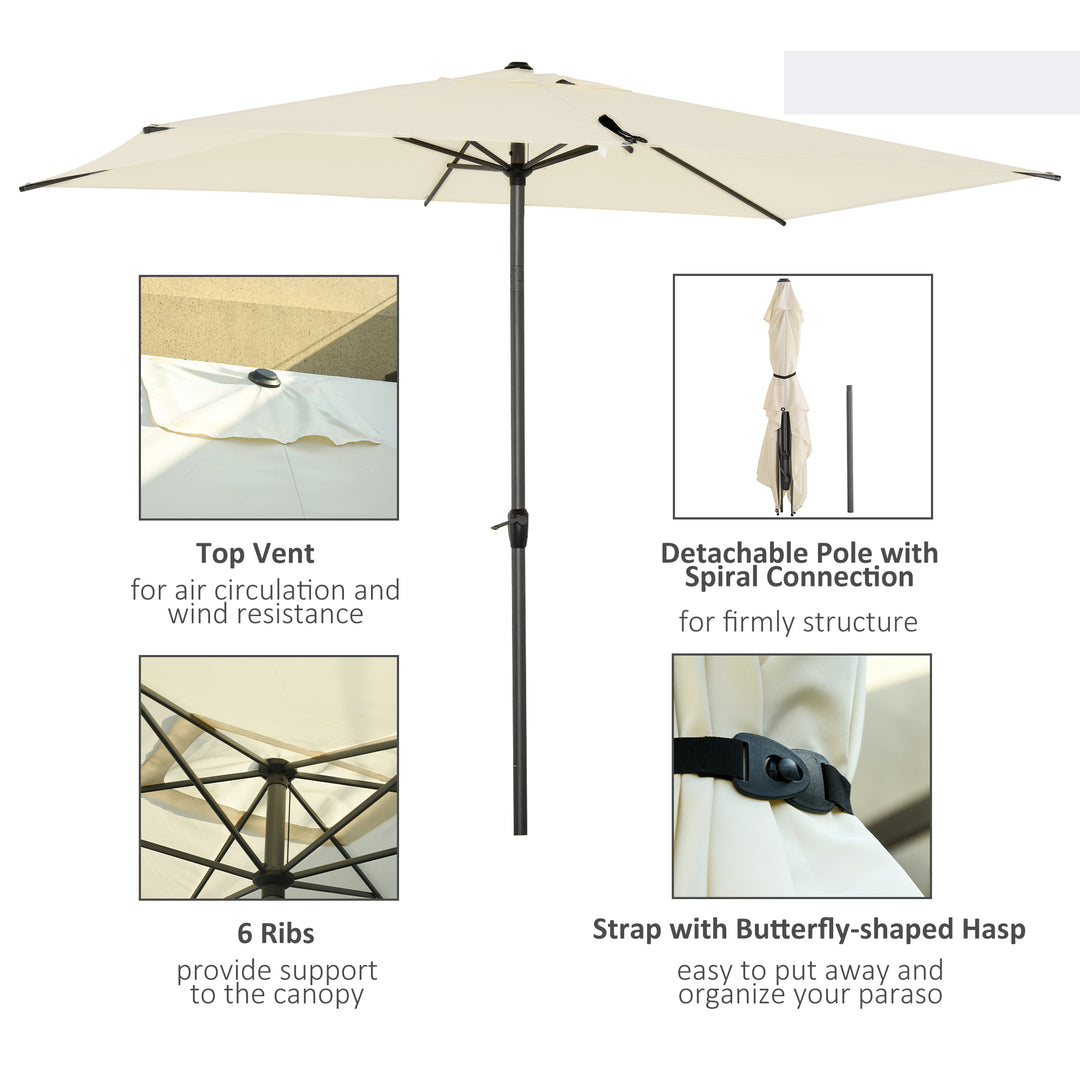 Outsunny 3 x 2M Sun Parasols Umbrellas Garden Patio Tilt Sun Shade Outdoor Canopy Crank Aluminium, Beige