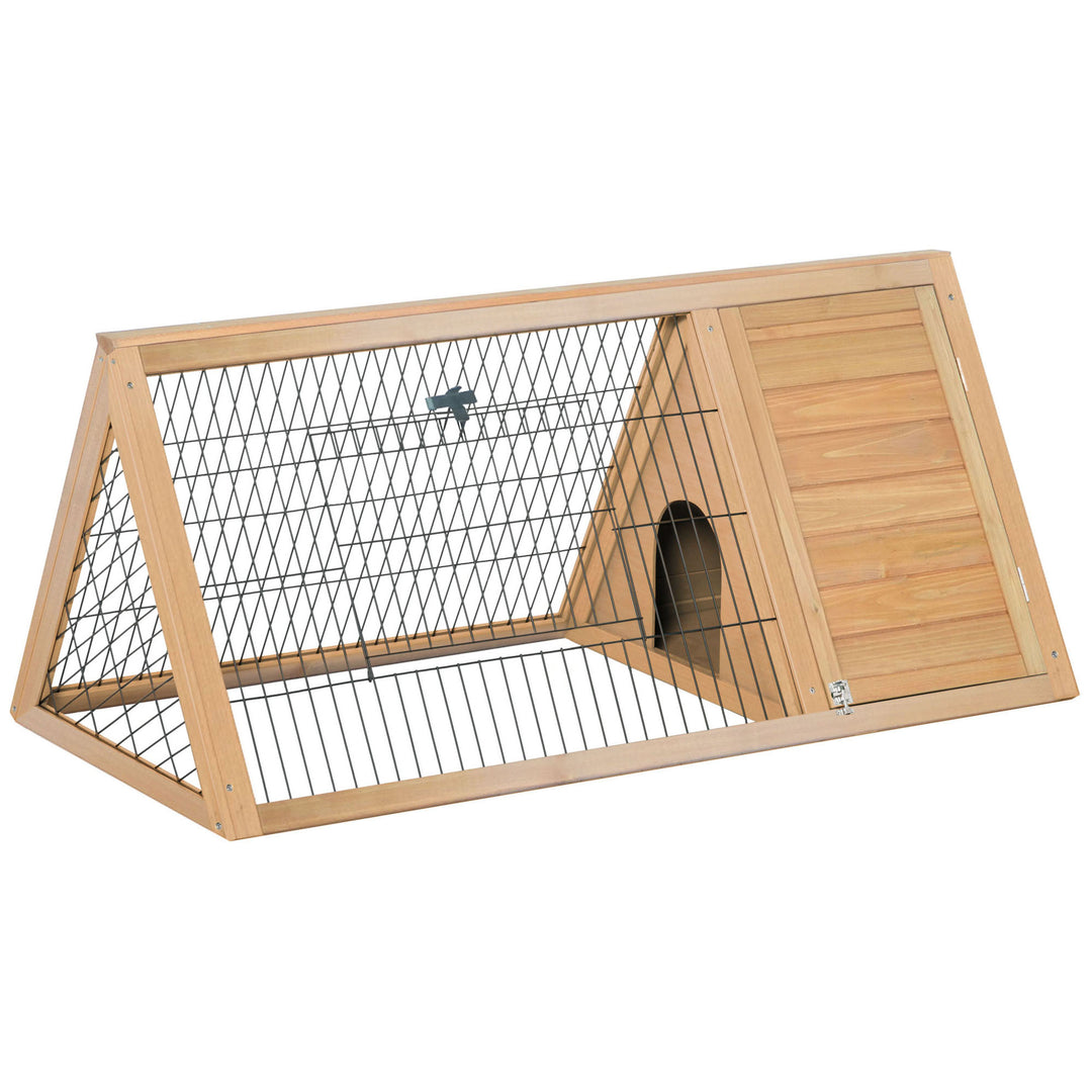 PawHut Wooden Rabbit Cage Small Animal Hutch w/ Outside Area - Yellow