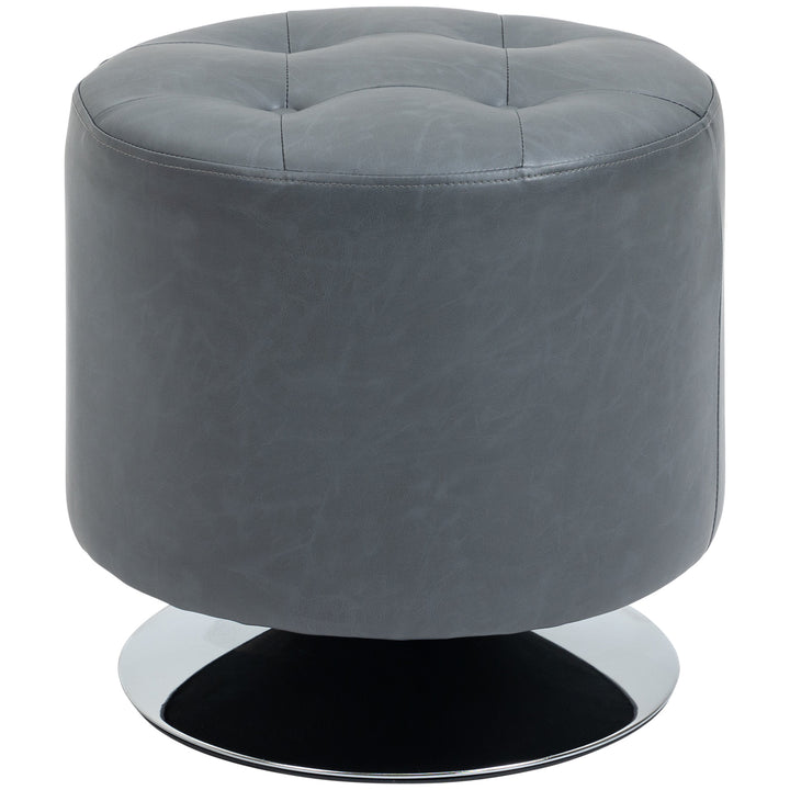 360 Swivel Foot Stool Ottoman with Steel Base, Grey