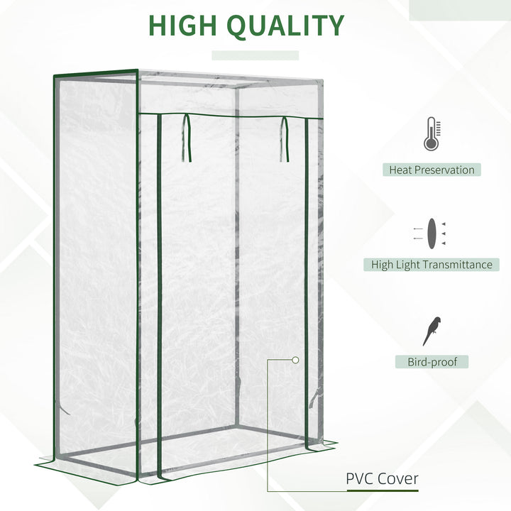 Outsunny 100 x 50 x 150cm Greenhouse Steel Frame PVC Cover with Roll-up Door Outdoor for Backyard, Balcony, Garden, Transparent