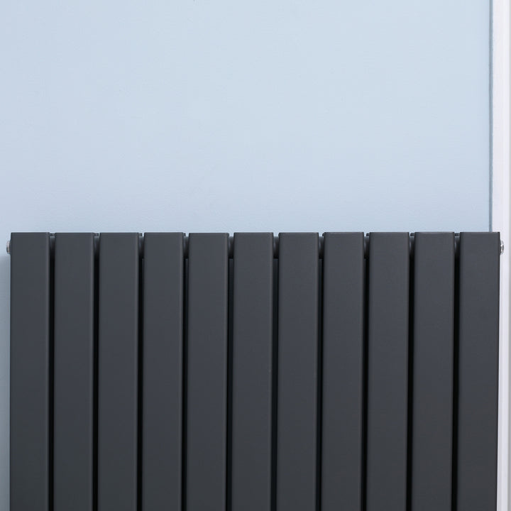 84 x 60cm Space Heater, Water-filled Heater for Home, Horizontal Designer Radiators, Quick Warm up Living room, Study, Garage, Bathrooms, Grey