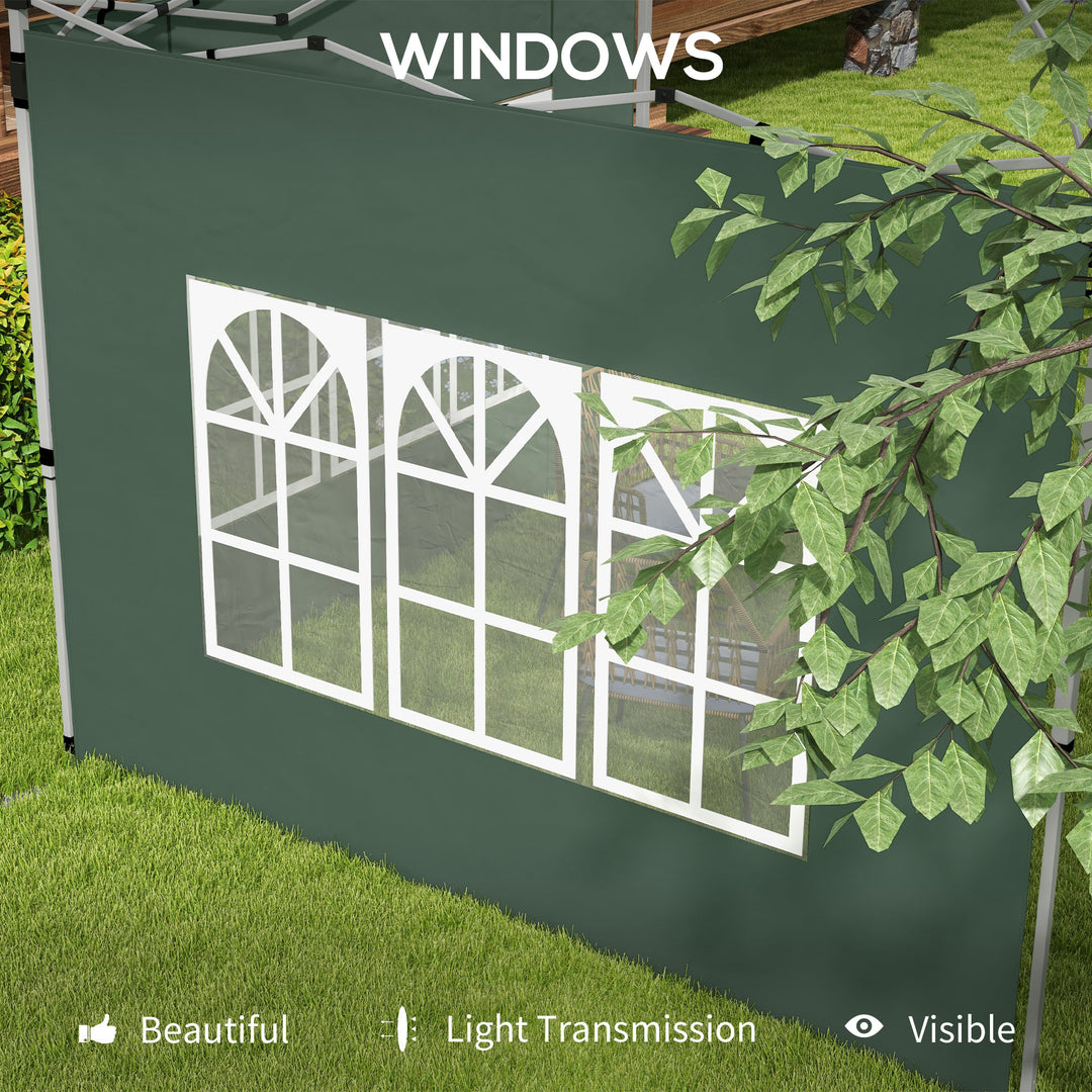 Gazebo Side Panels, Sides Replacement with Window for 3x3(m) or 3x4m Pop Up Gazebo, 2 Pack, Green