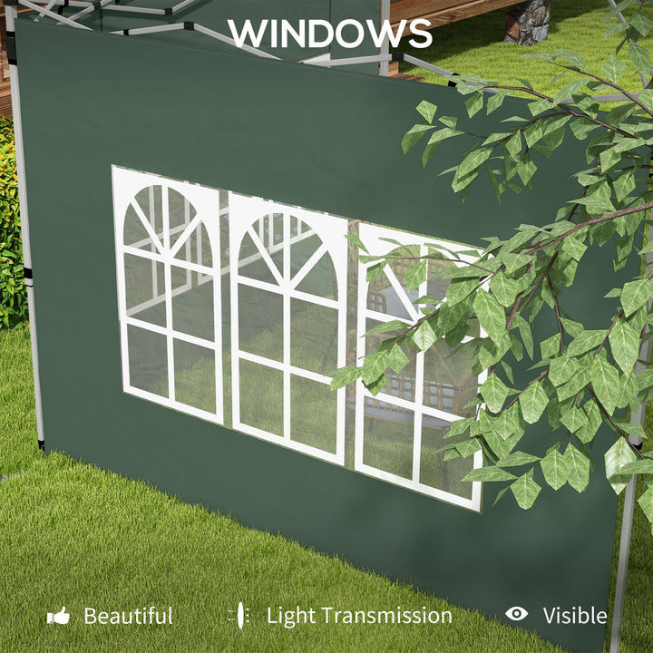 Gazebo Side Panels, Sides Replacement with Window for 3x3(m) or 3x4m Pop Up Gazebo, 2 Pack, Green