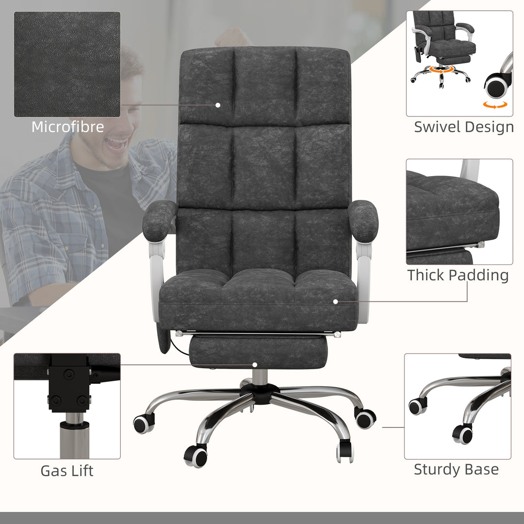 Vinsetto Executive Vibration Massage Office Chair, Microfibre Computer Chair with Armrest, 135° Reclining Back, Charcoal Grey