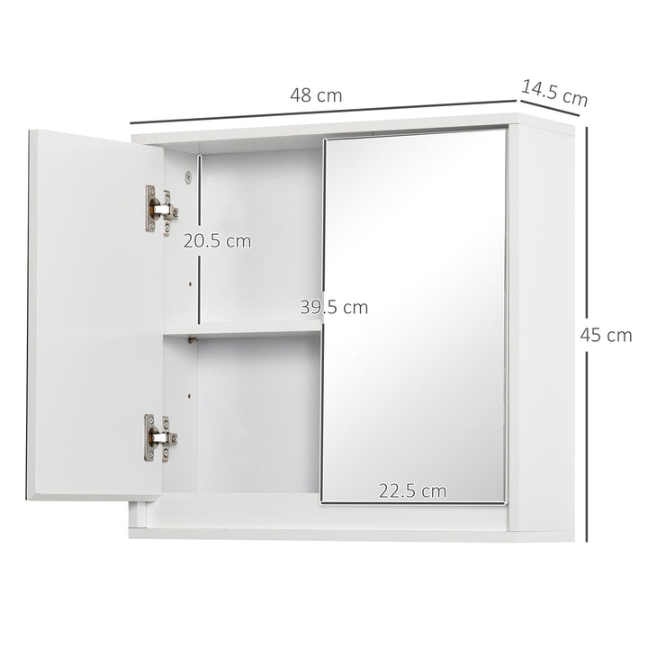 Wall Mounted Mirror Cabinet with Storage Shelf Bathroom Cupboard Double Door White