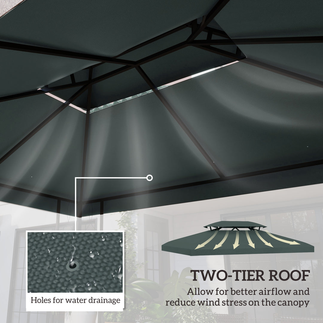 3x4m Gazebo Replacement Roof Canopy 2 Tier Top UV Cover Garden Patio Outdoor Sun Awning Shelters Deep Grey (TOP ONLY)