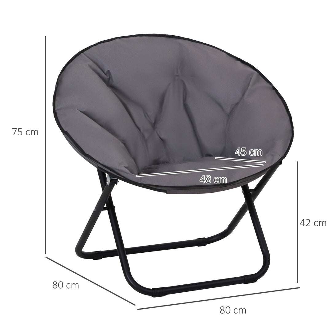 Garden Folding Portable Padded Saucer Moon Chair Padded Round Outdoor Camping Travel Fishing Seat  Grey