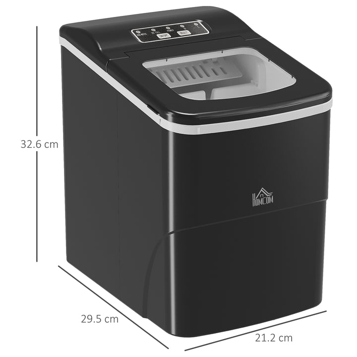 Ice Maker Countertop Portable Bullet Ice Cube Machine 12kg/24H Production Automatic Cleaning Visible Window Scoop and Basket Black by HOMCOM