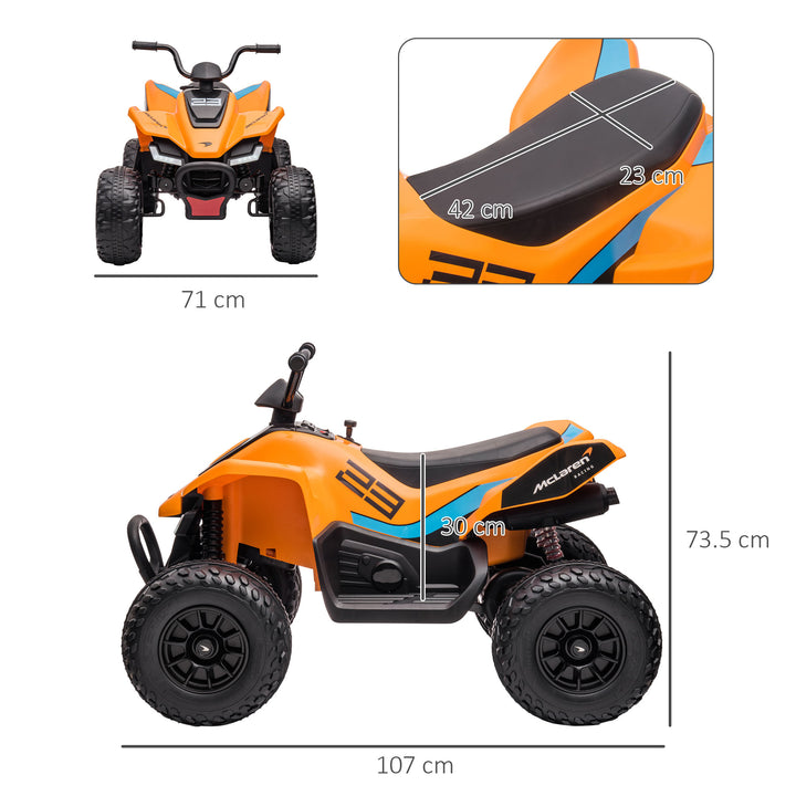 Mclaren Licensed 12V Quad Bike Suspension Wheels, for 3-8 Years - Orange
