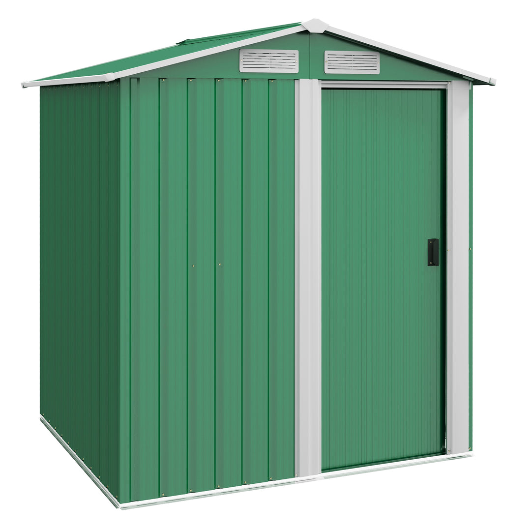 Garden Metal Tool Storage Shed with Sliding Door, 152 x 132 x 188cm, Green