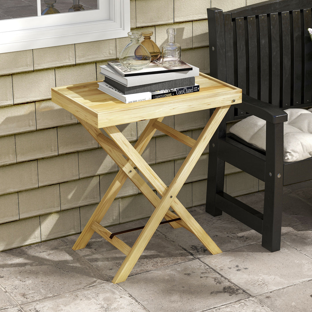 Garden Outdoor Side Table, Wooden Patio Coffee Side Desk, Natural