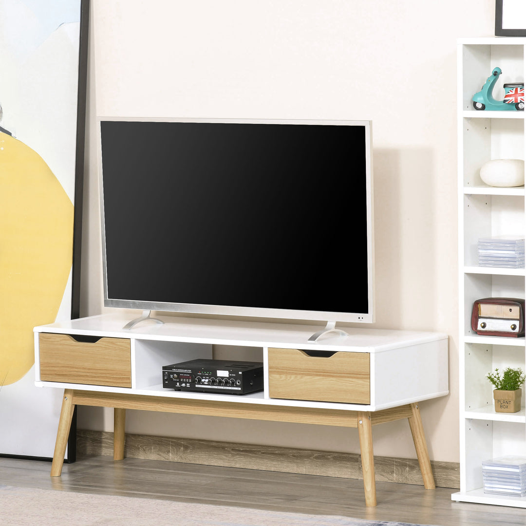 HOMCOM TV Stand Cabinet Unit for TVs up to 50 Inch with 2 Drawers and Storage Compartment Entertainment Console for Living Room